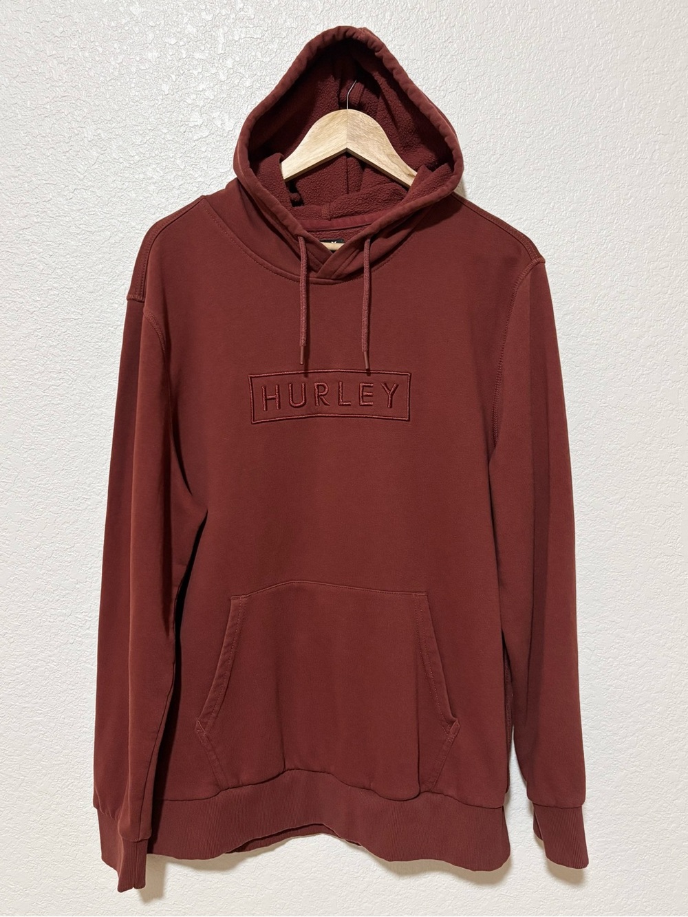 Hurley Men’s Brown Boxed Logo Fleece Hoodie Large L Pullover